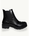 Black Crocodile-Effect Studded Ankle Boot | EMM Shops