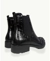 Black Crocodile-Effect Studded Ankle Boot | EMM Shops