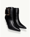 Black Stiletto Ankle Boot with Golden Buckle | EMM Shops