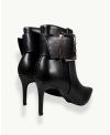 Black Stiletto Ankle Boot with Golden Buckle | EMM Shops