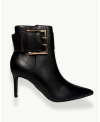 Black Stiletto Ankle Boot with Golden Buckle | EMM Shops