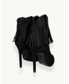 Black Suede Fringe Ankle Boot with Stiletto Heel | EMM Shops