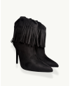 Black Suede Fringe Ankle Boot with Stiletto Heel | EMM Shops