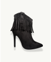 Black Suede Fringe Ankle Boot with Stiletto Heel | EMM Shops