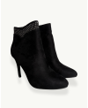 Black Suede Stiletto Ankle Boot with Rhinestone Detail | EMM Shops