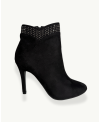 Black Suede Stiletto Ankle Boot with Rhinestone Detail | EMM Shops