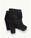 Botín de Gamuza Negra con Flecos y Apliques Brillantes | EMM Shops