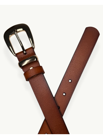 Brown Leather Belt with Gold Buckle | EMM Shops
