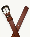 Brown Leather Belt with Gold Buckle | EMM Shops