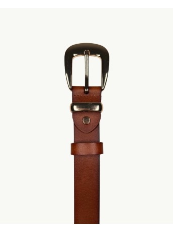 Brown Leather Belt with Gold Buckle | EMM Shops