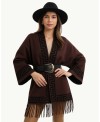 Brown Poncho with Greek Pattern and Fringes | Boho-Chic Style | EMM Sh
