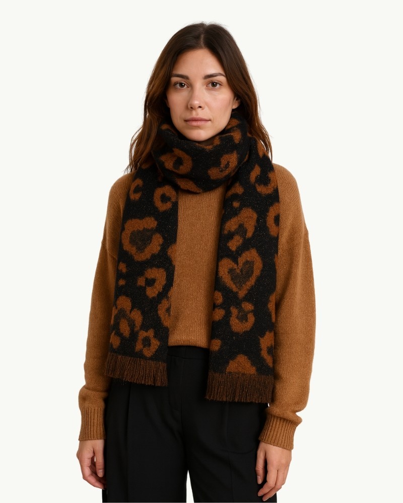 Bufanda animal print marrón y negro | EMM Shops