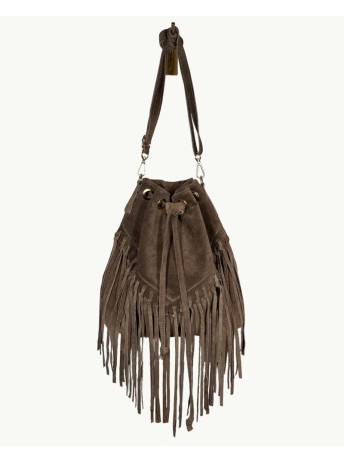 Bolso saco de ante con flecos boho chic | EMM Shops