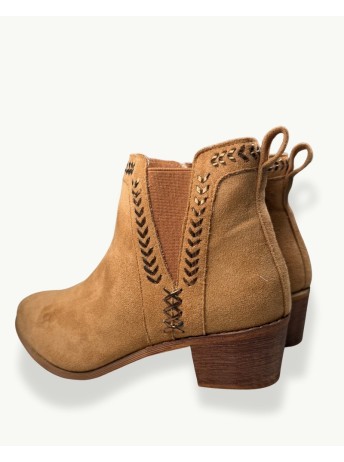 Women’s Suede Leather Ankle Boot | Wooden Heel Western Style