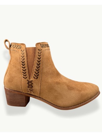Women’s Suede Leather Ankle Boot | Wooden Heel Western Style